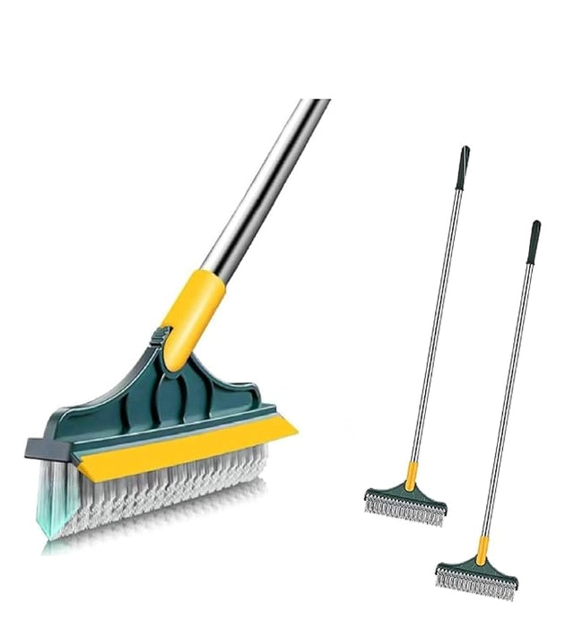 CleanGlide™ 2-in-1 Floor Scrub Pro | Adjustable Long Handle Floor Brush & Water Squeegee